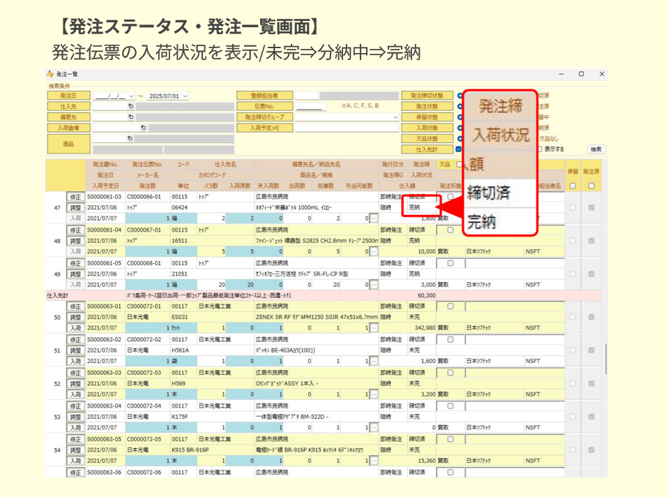 発注ステータス